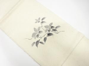 ひげ紬　名古屋帯地　白生地　正絹　幅約34cm 長さ約545cm 白紬地棒縞の名古屋帯 45,000円(税込)帯22-11-45売約済